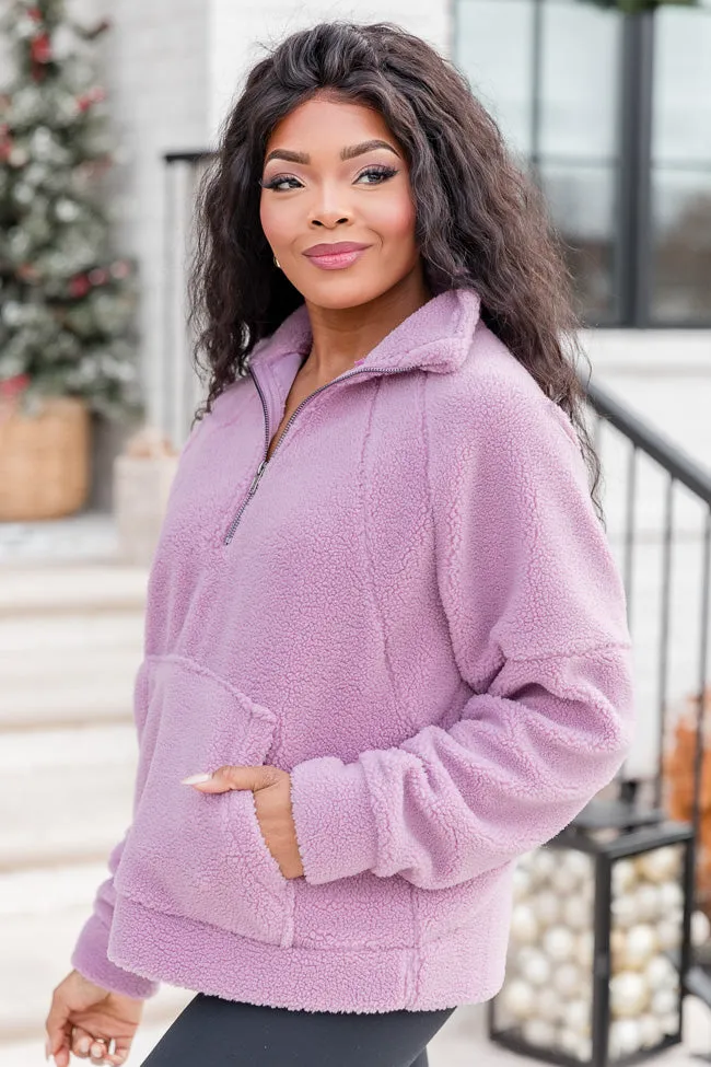 It Starts Now Purple Sherpa Quarter Zip Pullover FINAL SALE