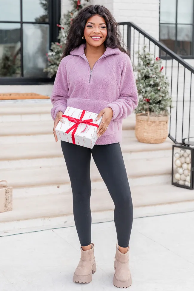 It Starts Now Purple Sherpa Quarter Zip Pullover FINAL SALE
