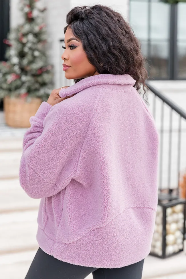 It Starts Now Purple Sherpa Quarter Zip Pullover FINAL SALE