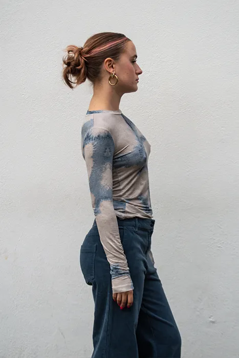 Leveté Indigo Sky Print Top