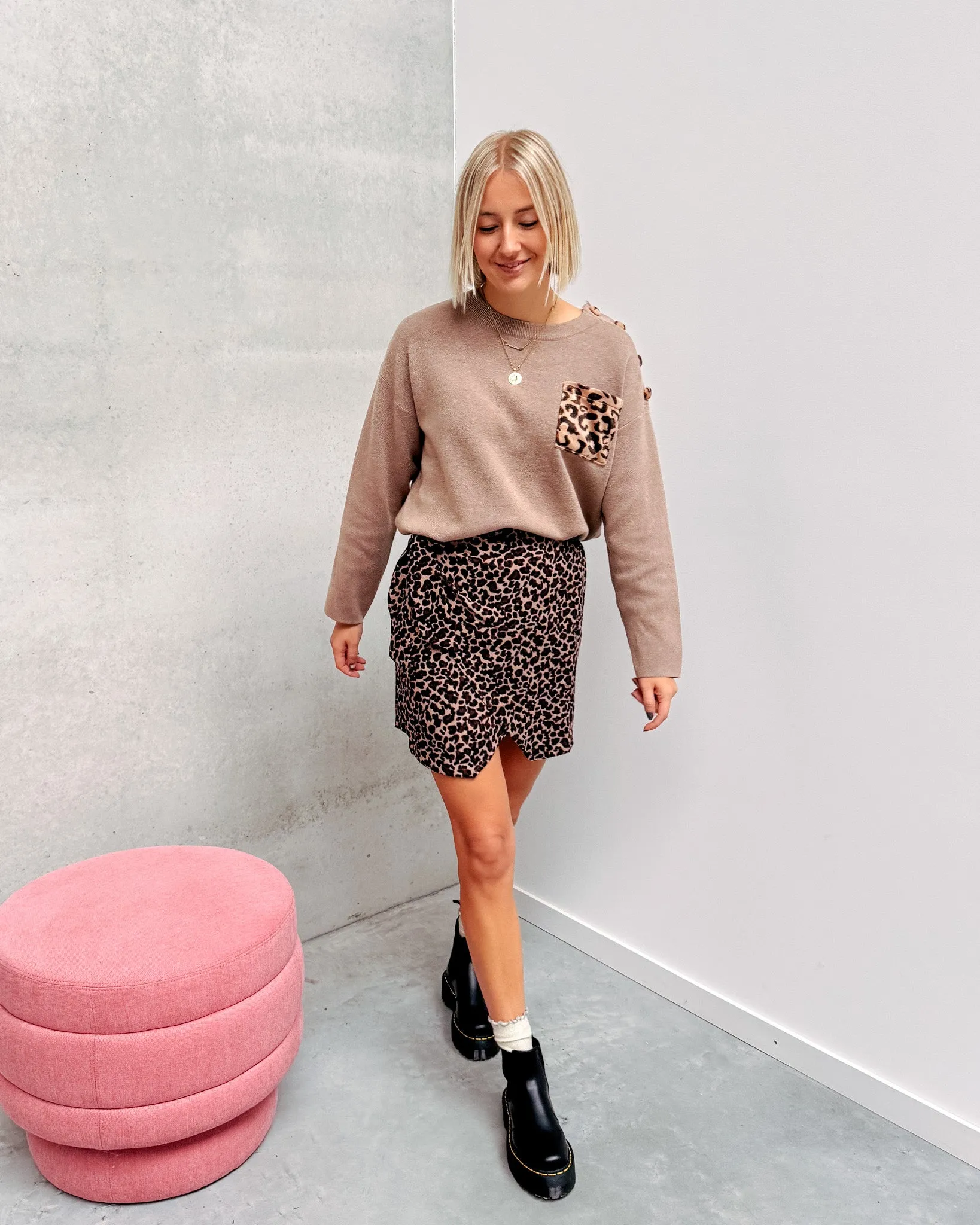 LUNA CORDUROY LEOPARD SKIRT