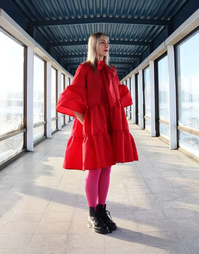 Lush Dress With Bow Collar Red