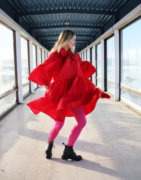 Lush Dress With Bow Collar Red