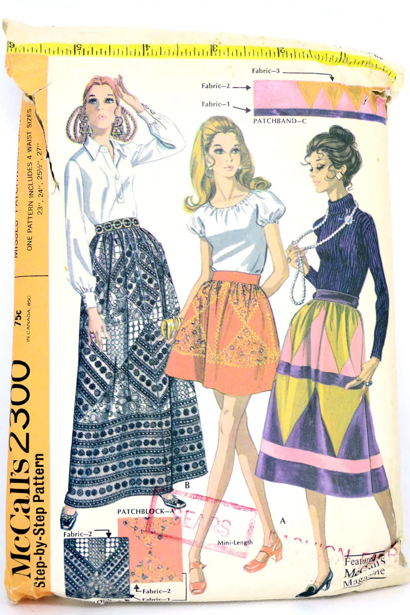 McCalls 2300 Vintage 1970 Patchwork Skirt Sewing Pattern