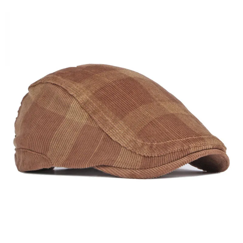 Men's Casual Check Corduroy Beret 20538138M