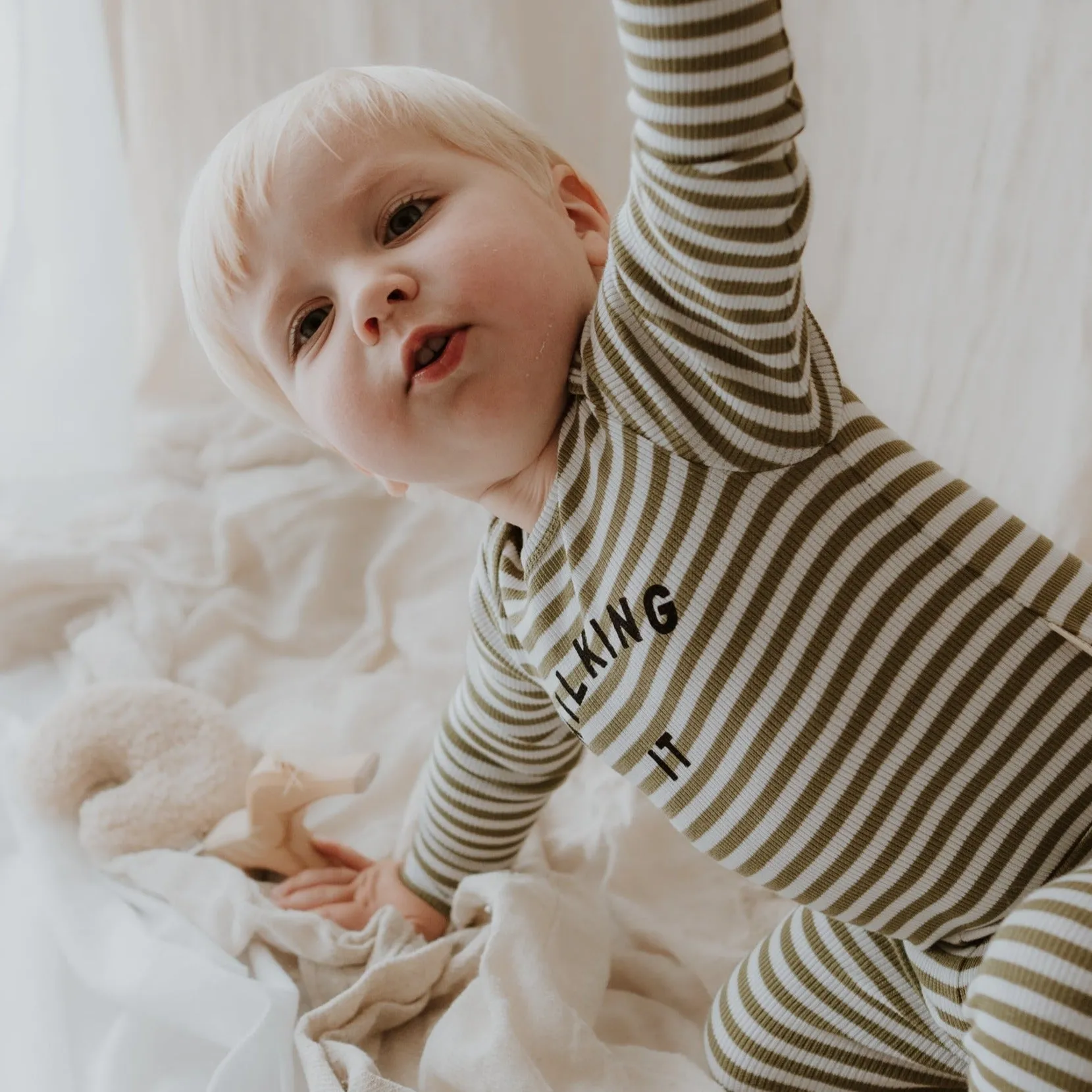 Milking It Cotton Rib Striped Baby Bodysuit