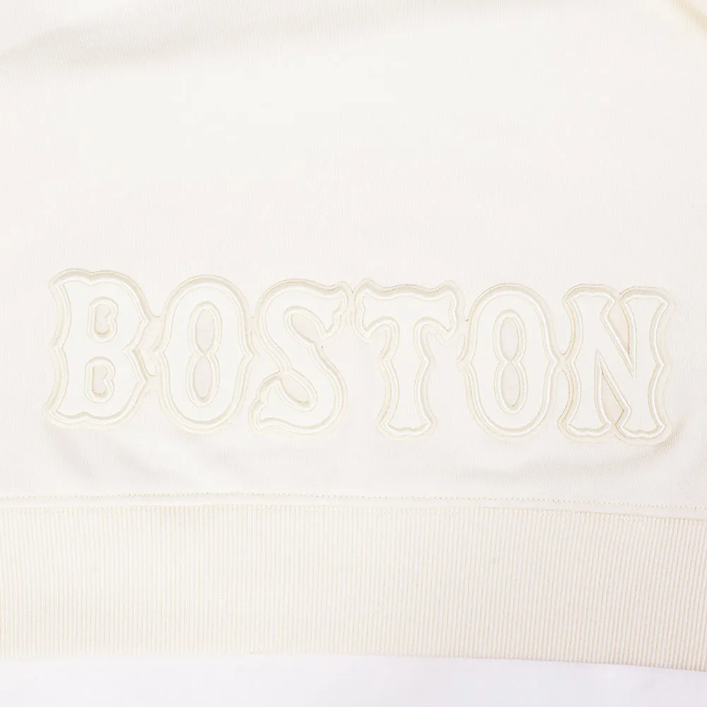 MLB BOSTON RED SOX NEUTRAL WOMEN'S CROPPED PO HOODIE (EGGSHELL)
