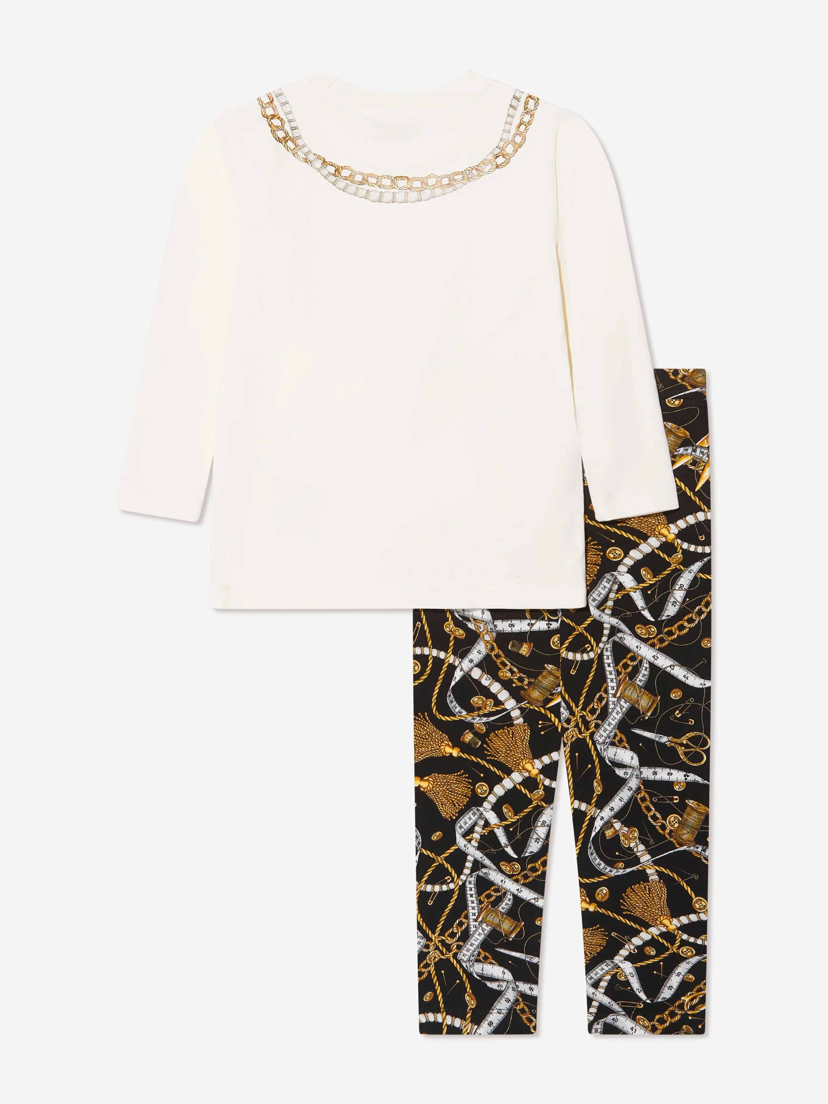 Moschino Girls T-Shirt And Leggings Set in Ivory