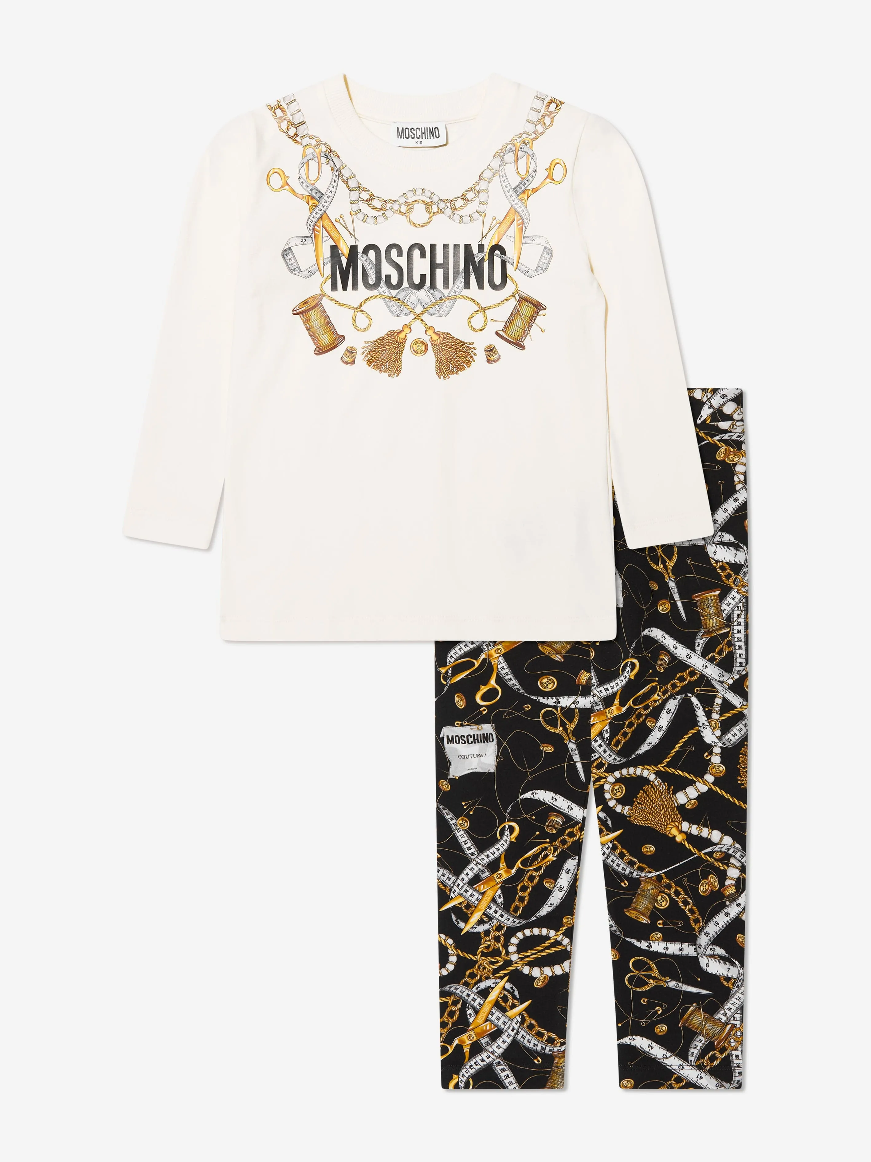 Moschino Girls T-Shirt And Leggings Set in Ivory