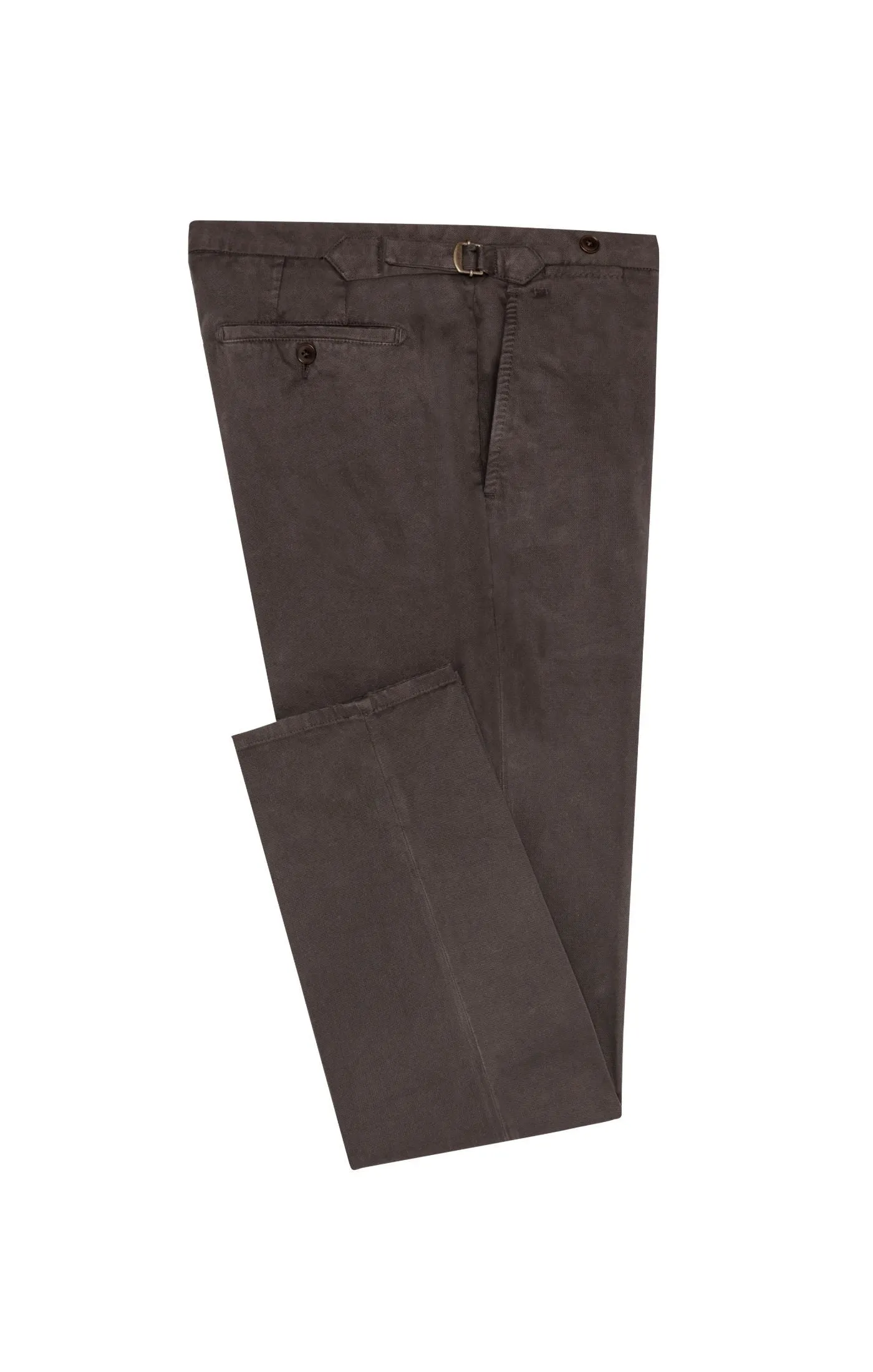 Olimpias Cotton Dark Brown Garment Dyed Stretch Broken Twill