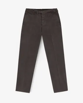 Olimpias Cotton Dark Brown Garment Dyed Stretch Broken Twill