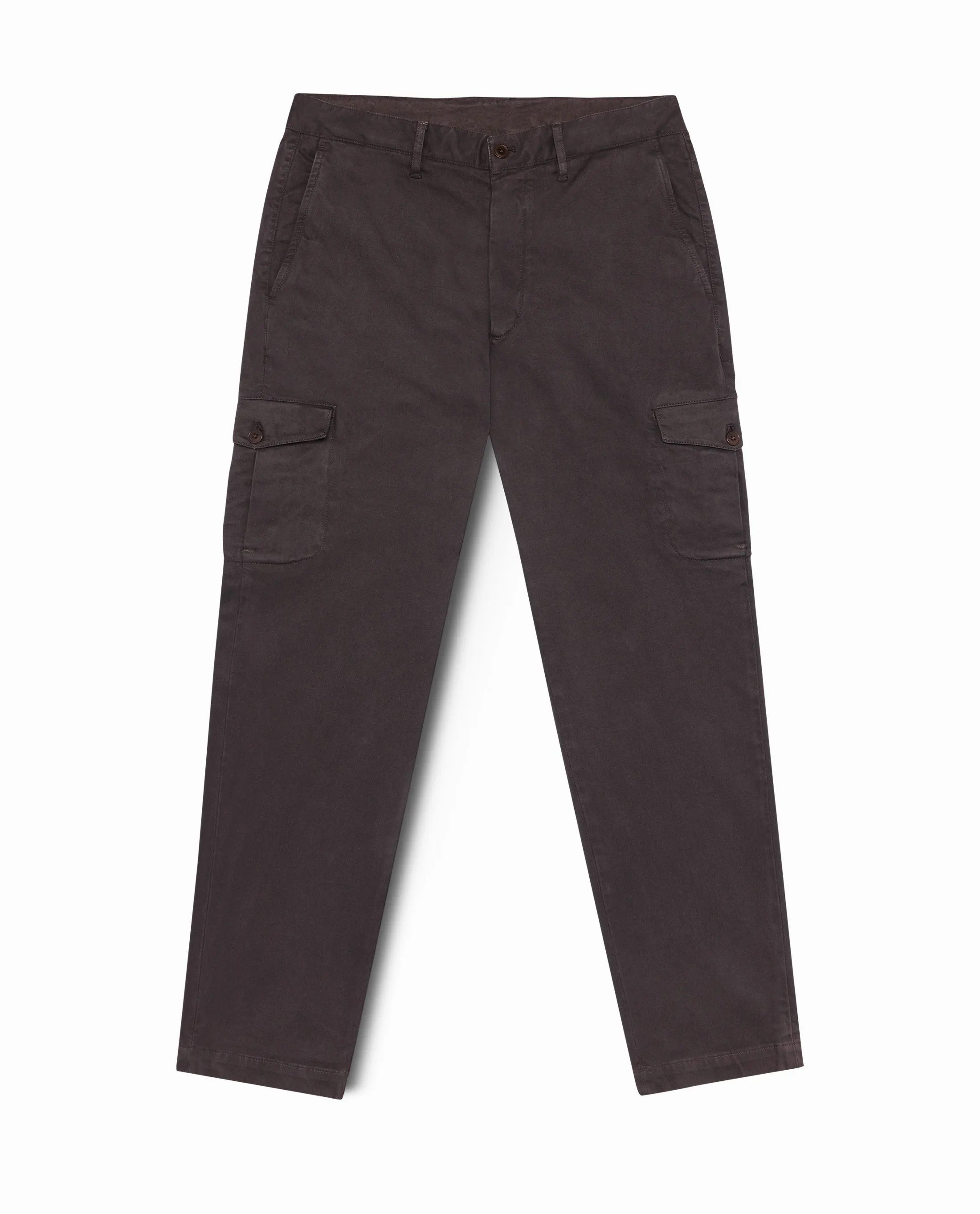 Olimpias Cotton Dark Brown Garment Dyed Stretch Fine Twill
