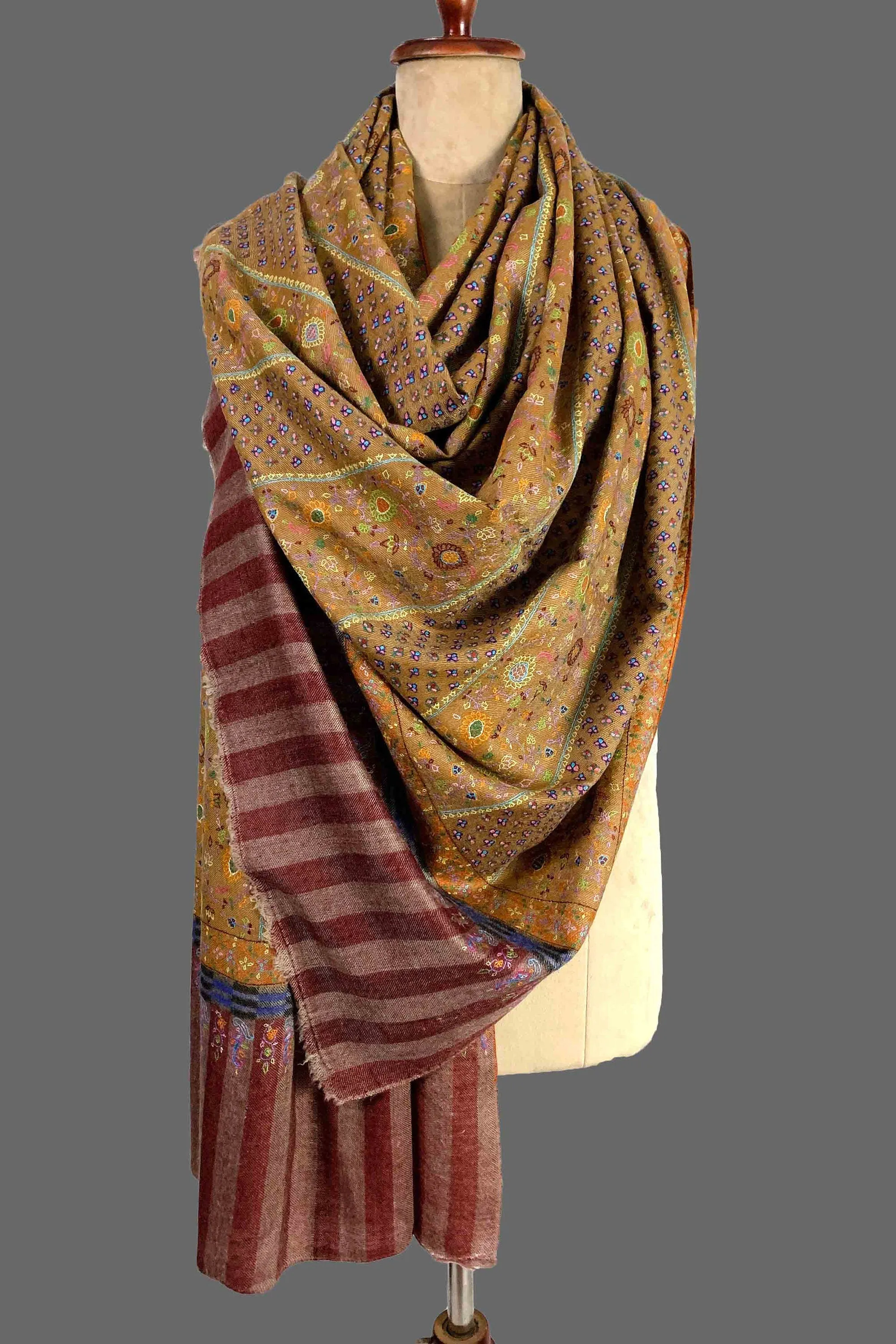 Pure Pashmina Shawl made in Kashmir, Handwoven, Hand Embroidery