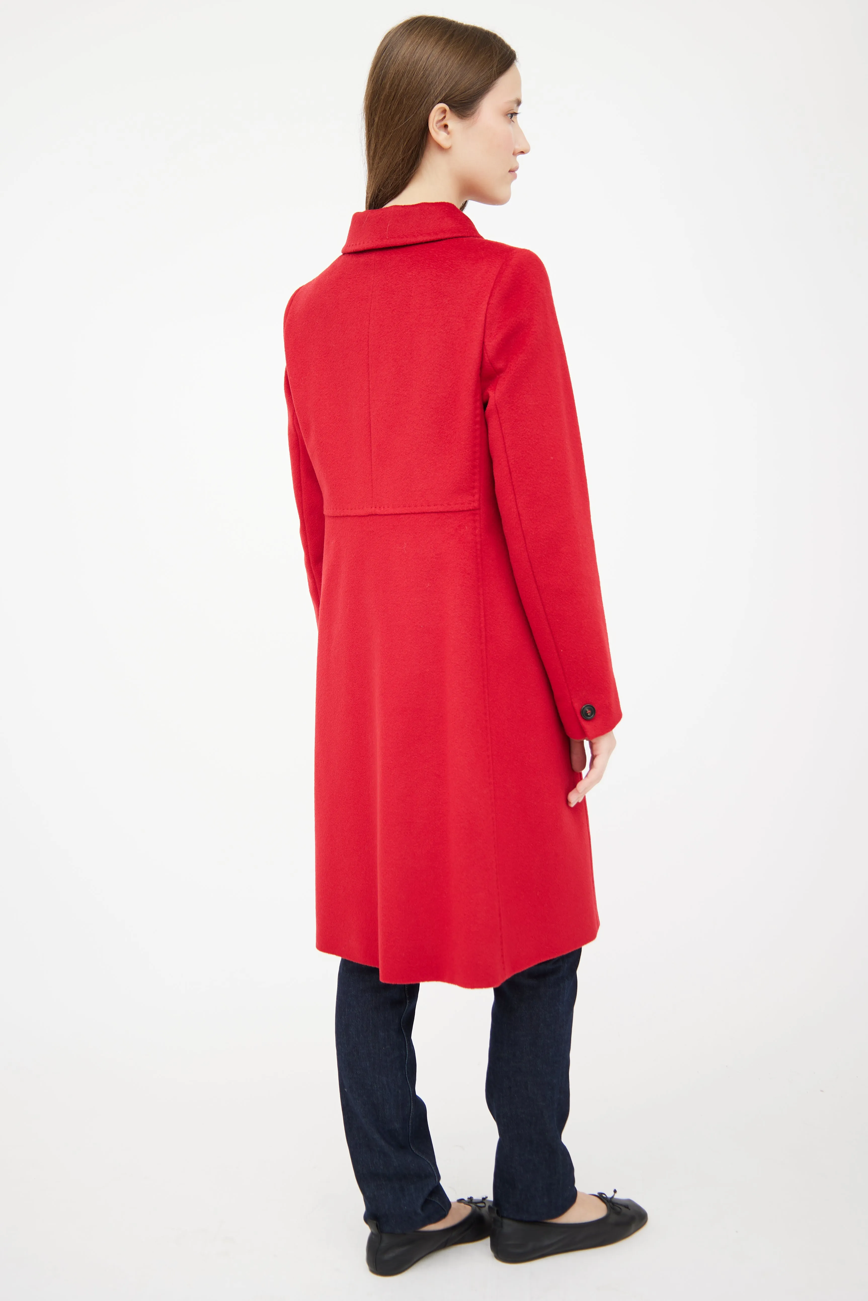 Red Wool Panelled Coat