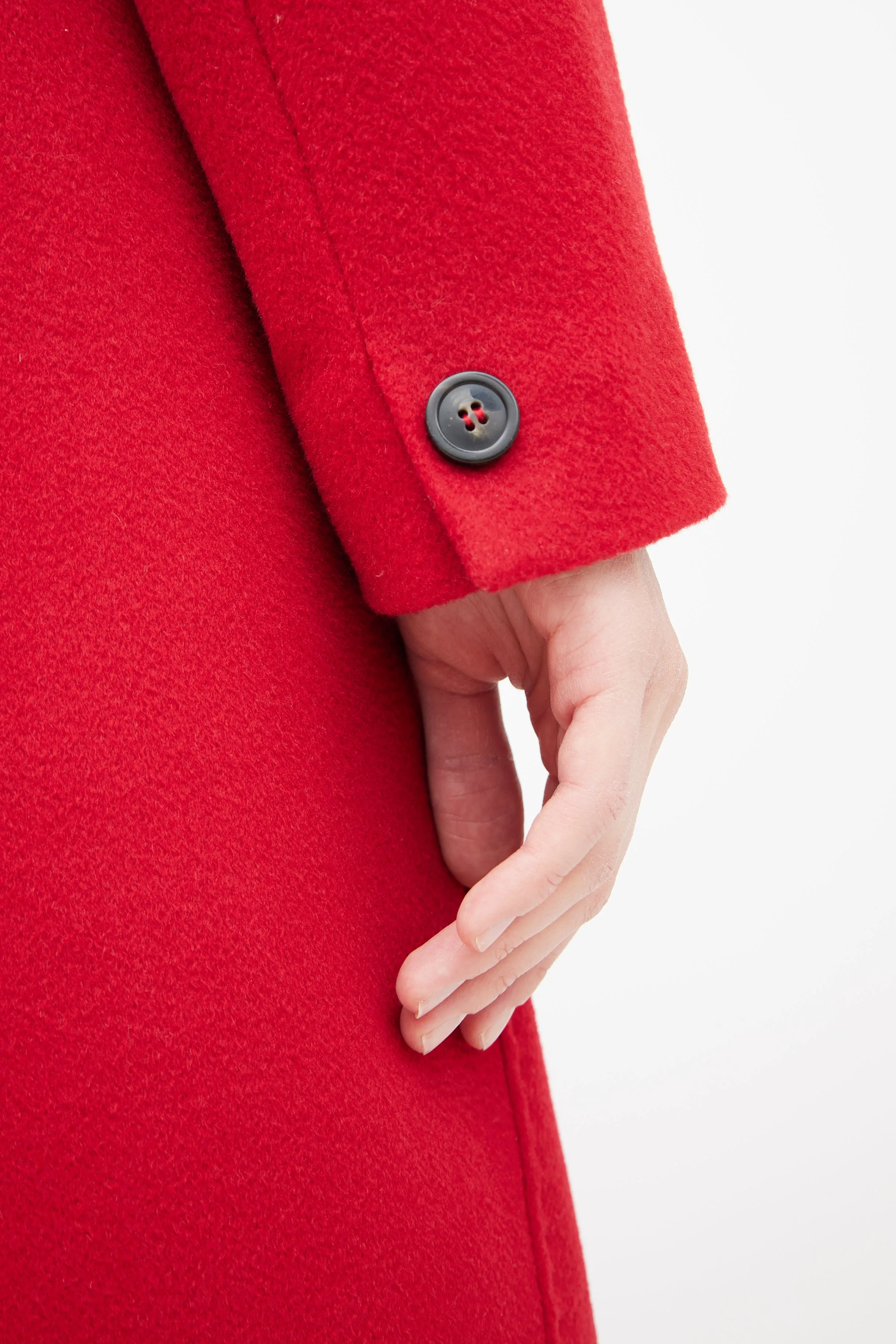 Red Wool Panelled Coat