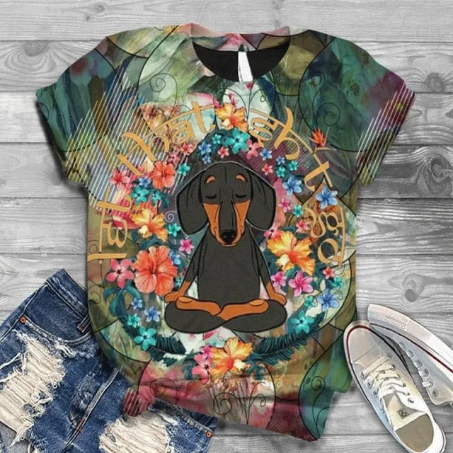 Roses And Dachshund T-Shirt