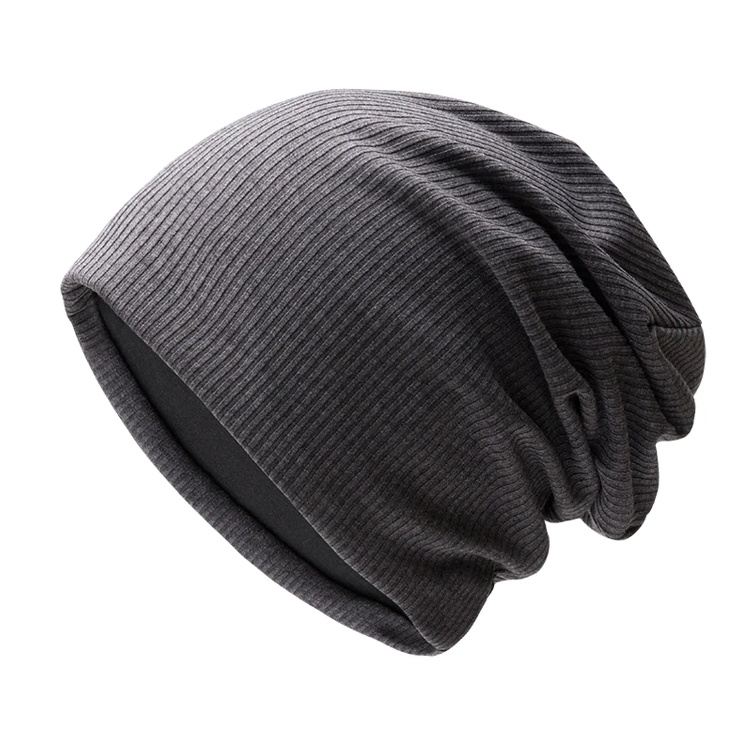 Sidiou Group Anniou Men Women Knitted Beanie Hat Fleece Lining Autumn Winter Stripe Pullover Cap Unisex Fashion Soft Warm Slouch Beanie Hats