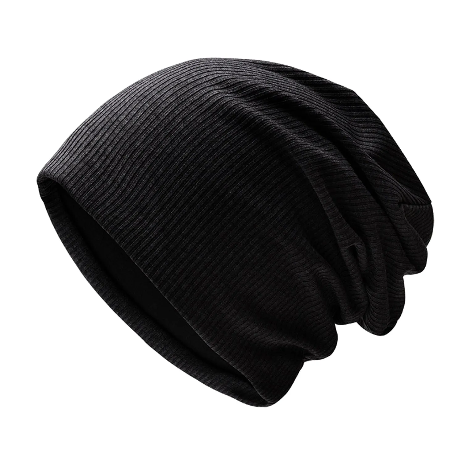 Sidiou Group Anniou Men Women Knitted Beanie Hat Fleece Lining Autumn Winter Stripe Pullover Cap Unisex Fashion Soft Warm Slouch Beanie Hats