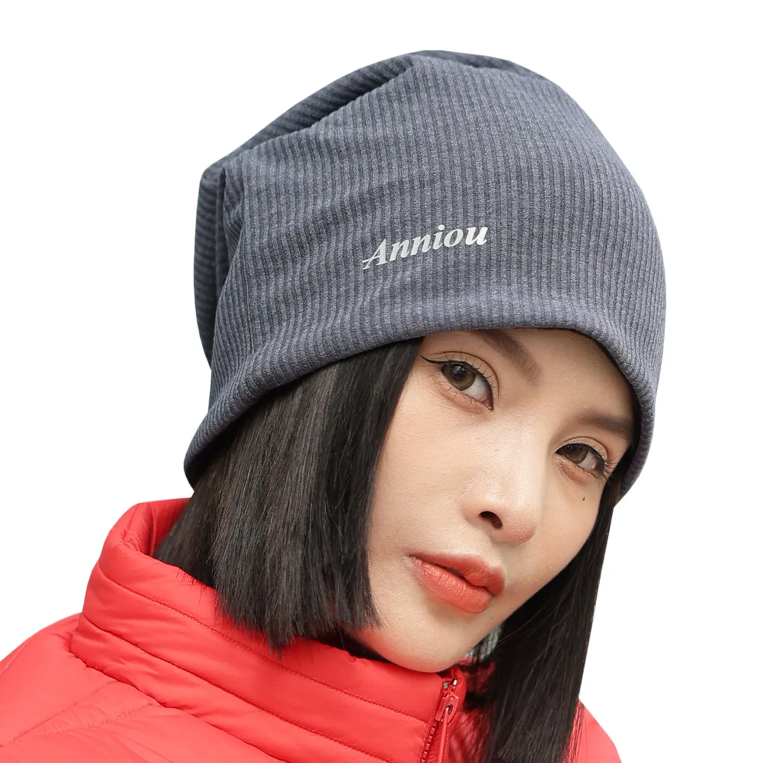 Sidiou Group Anniou Men Women Knitted Beanie Hat Fleece Lining Autumn Winter Stripe Pullover Cap Unisex Fashion Soft Warm Slouch Beanie Hats