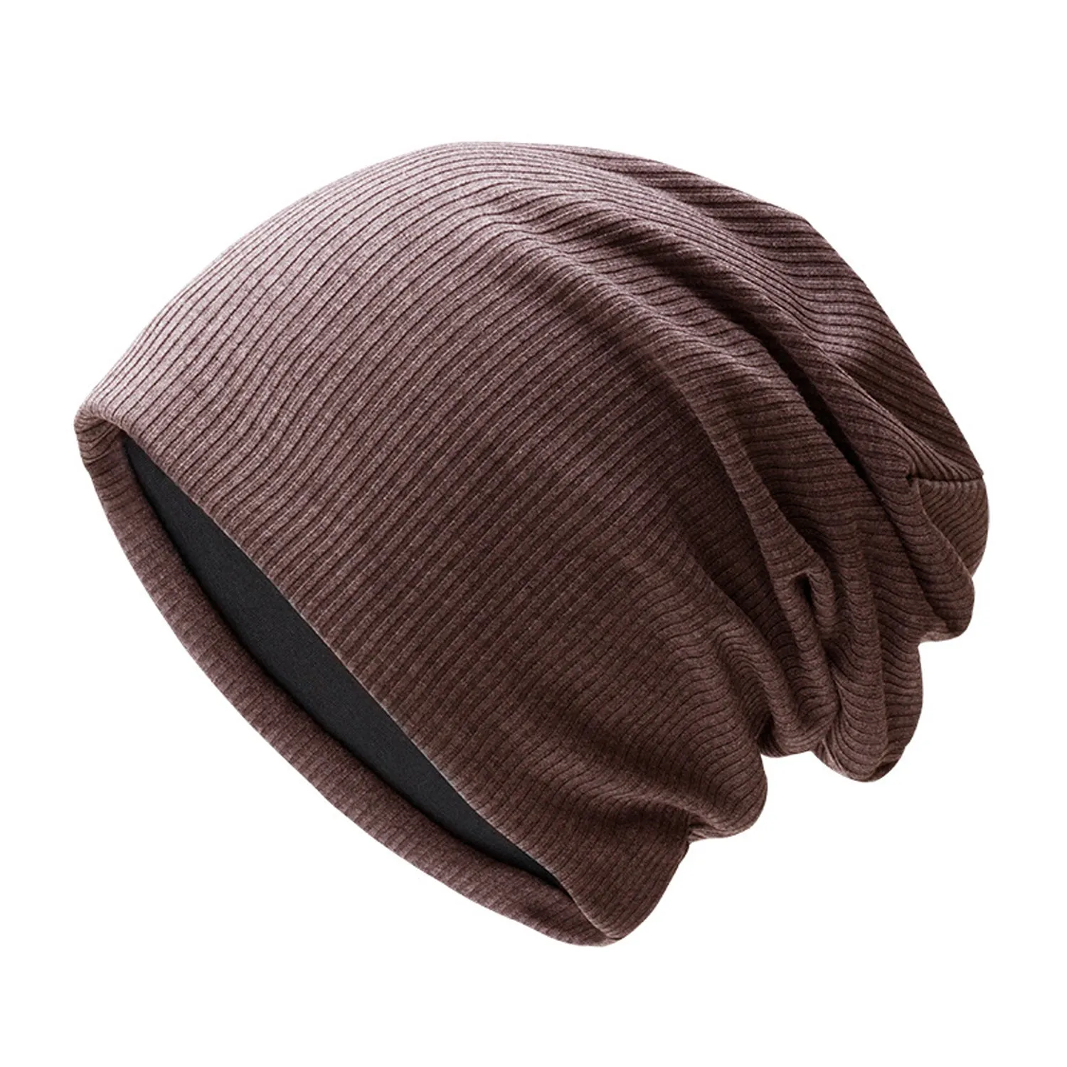 Sidiou Group Anniou Men Women Knitted Beanie Hat Fleece Lining Autumn Winter Stripe Pullover Cap Unisex Fashion Soft Warm Slouch Beanie Hats