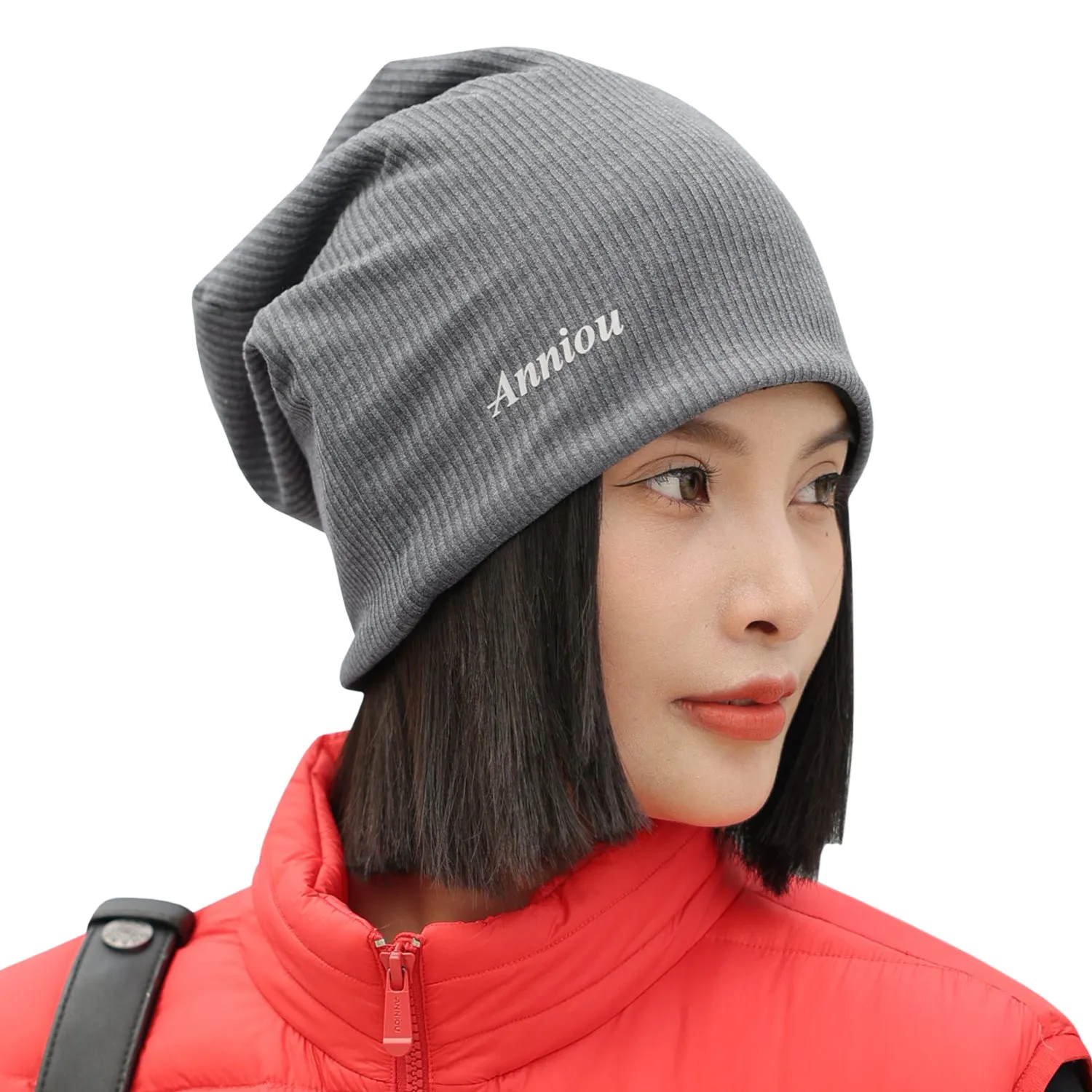 Sidiou Group Anniou Men Women Knitted Beanie Hat Fleece Lining Autumn Winter Stripe Pullover Cap Unisex Fashion Soft Warm Slouch Beanie Hats
