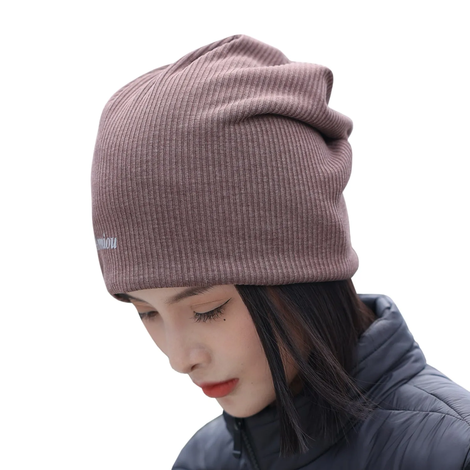 Sidiou Group Anniou Men Women Knitted Beanie Hat Fleece Lining Autumn Winter Stripe Pullover Cap Unisex Fashion Soft Warm Slouch Beanie Hats