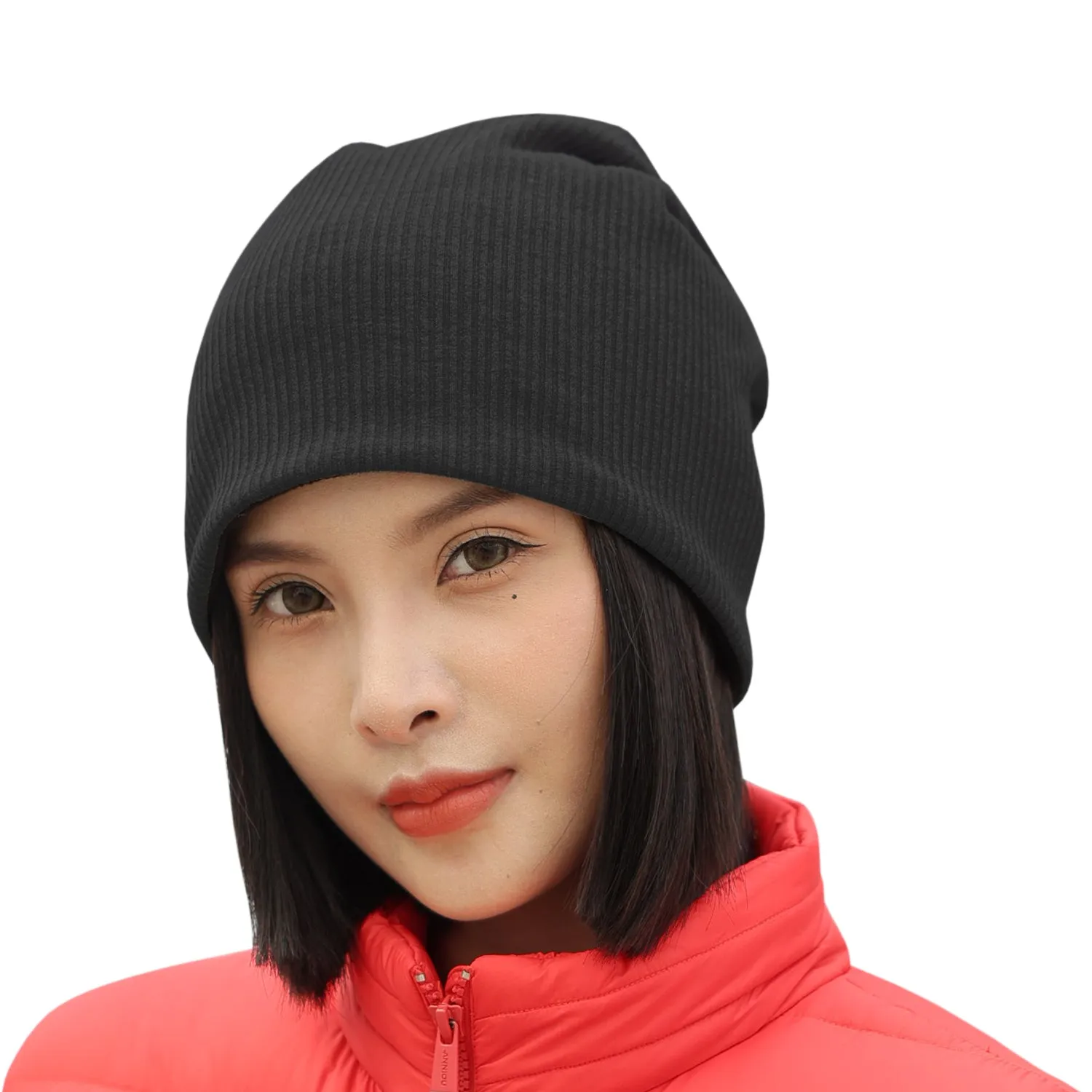Sidiou Group Anniou Men Women Knitted Beanie Hat Fleece Lining Autumn Winter Stripe Pullover Cap Unisex Fashion Soft Warm Slouch Beanie Hats
