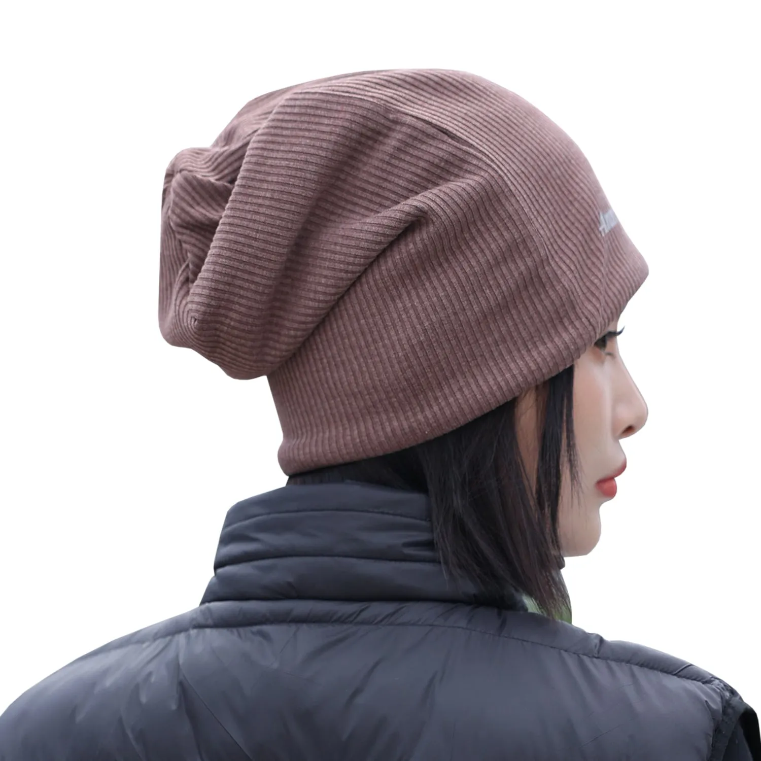 Sidiou Group Anniou Men Women Knitted Beanie Hat Fleece Lining Autumn Winter Stripe Pullover Cap Unisex Fashion Soft Warm Slouch Beanie Hats