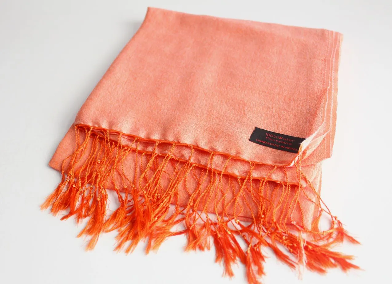 Silky Water Pashmina Stole-Flame Orange