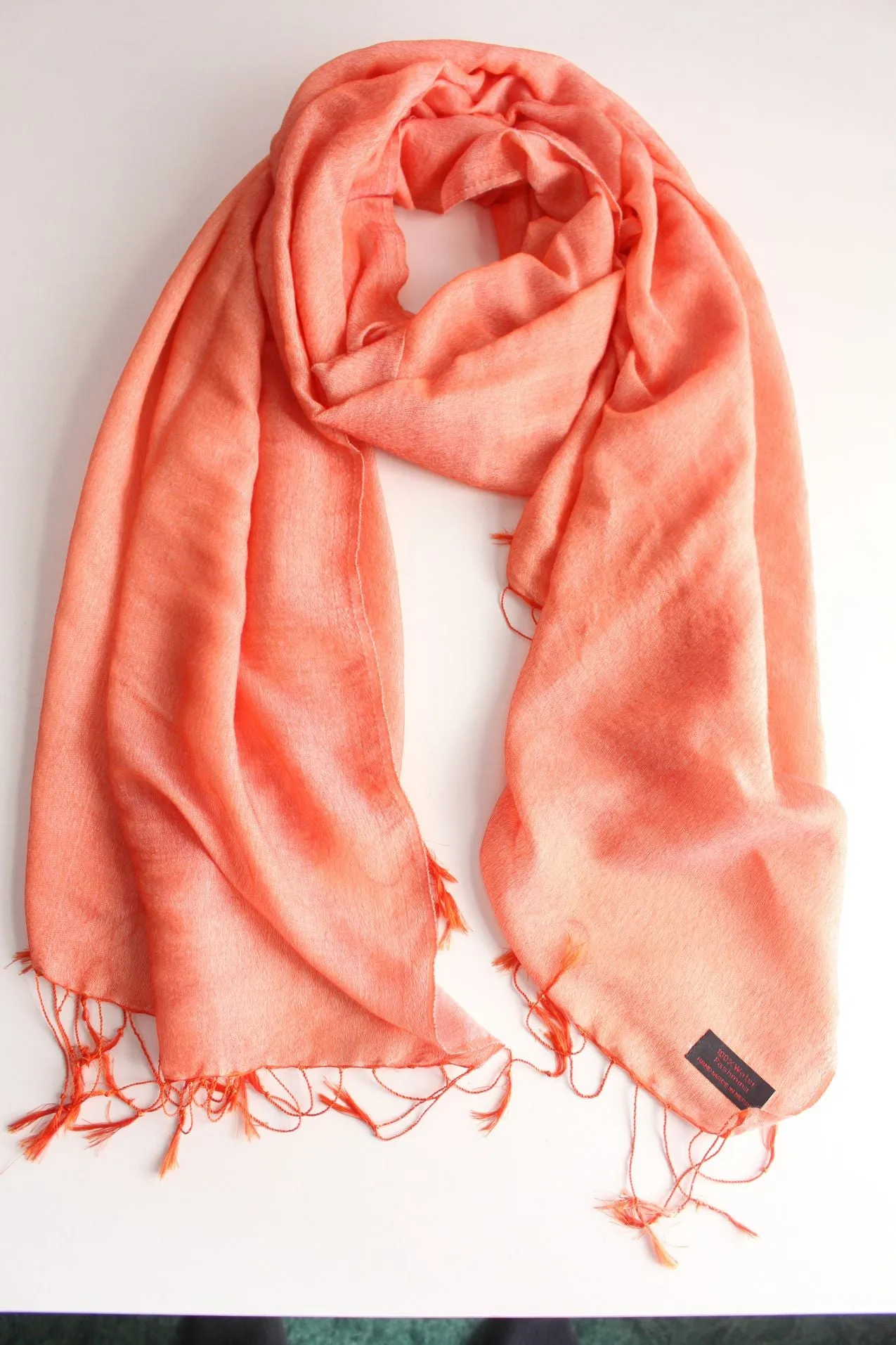 Silky Water Pashmina Stole-Flame Orange