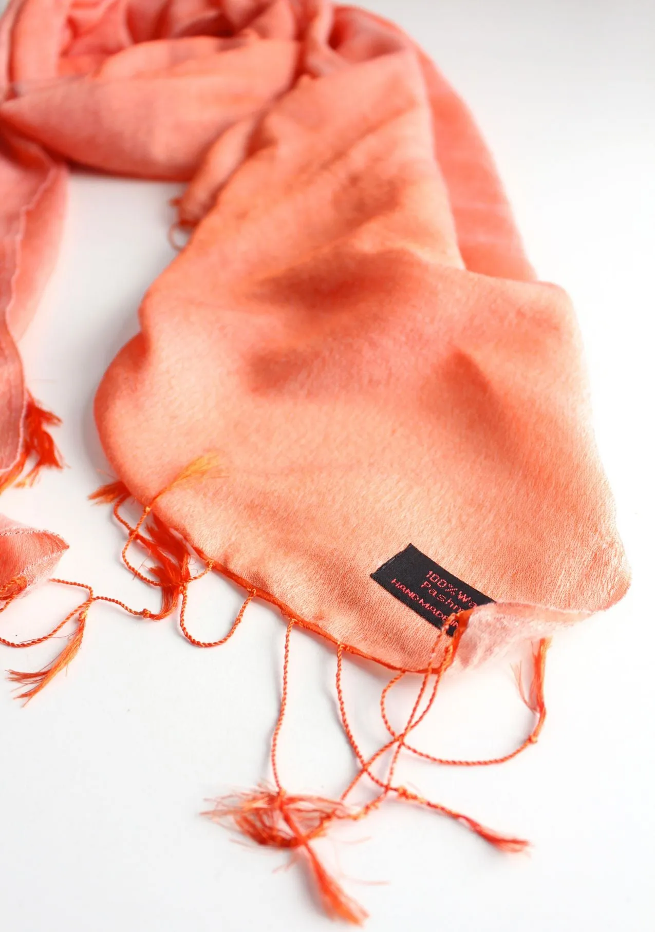 Silky Water Pashmina Stole-Flame Orange