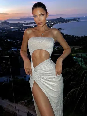 Strapless High Split Maxi Dress Strapless High Split Maxi Dress