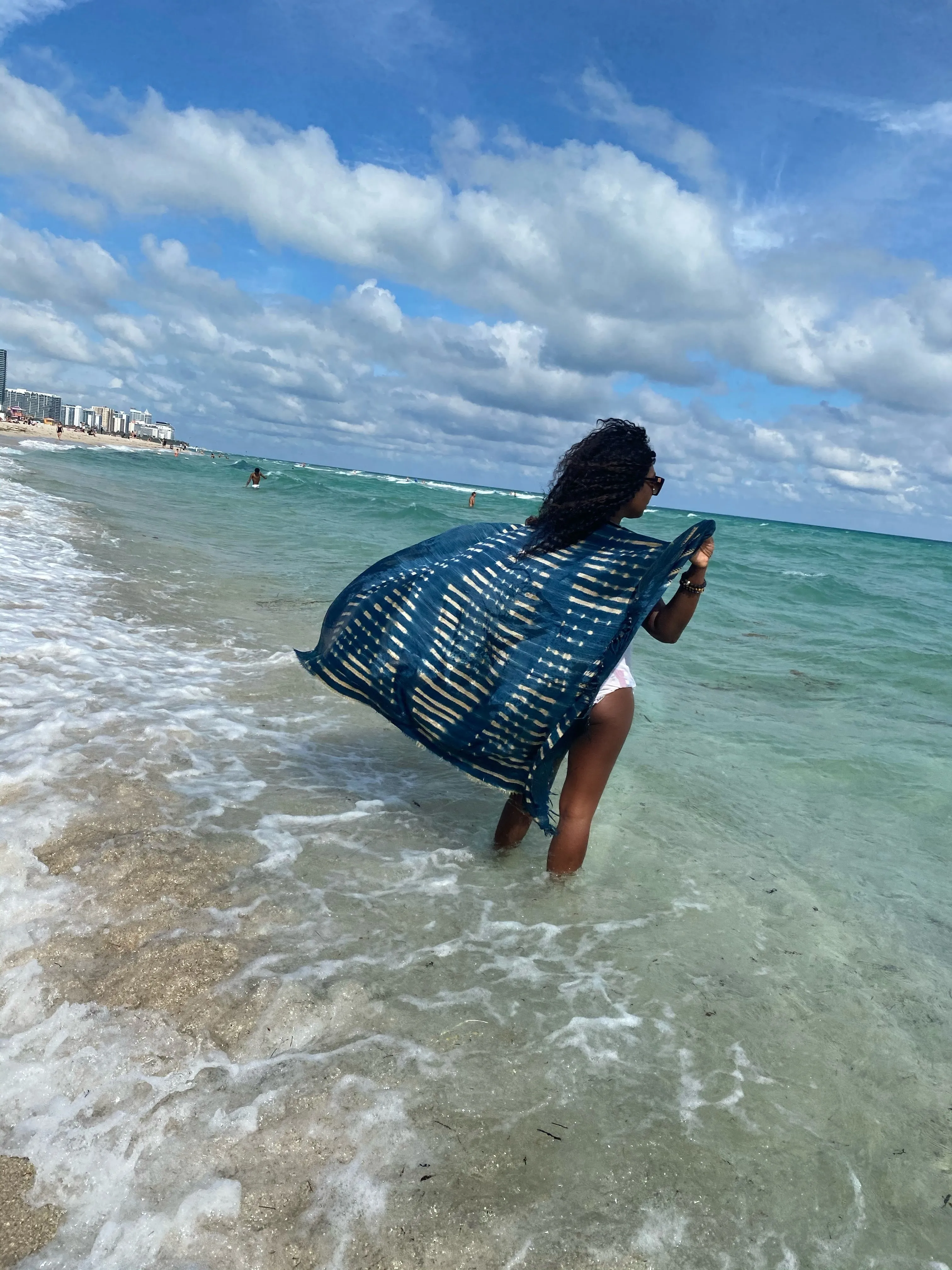 Vintage Indigo mud cloth textiles, scarf, beach blanket ,tapestry