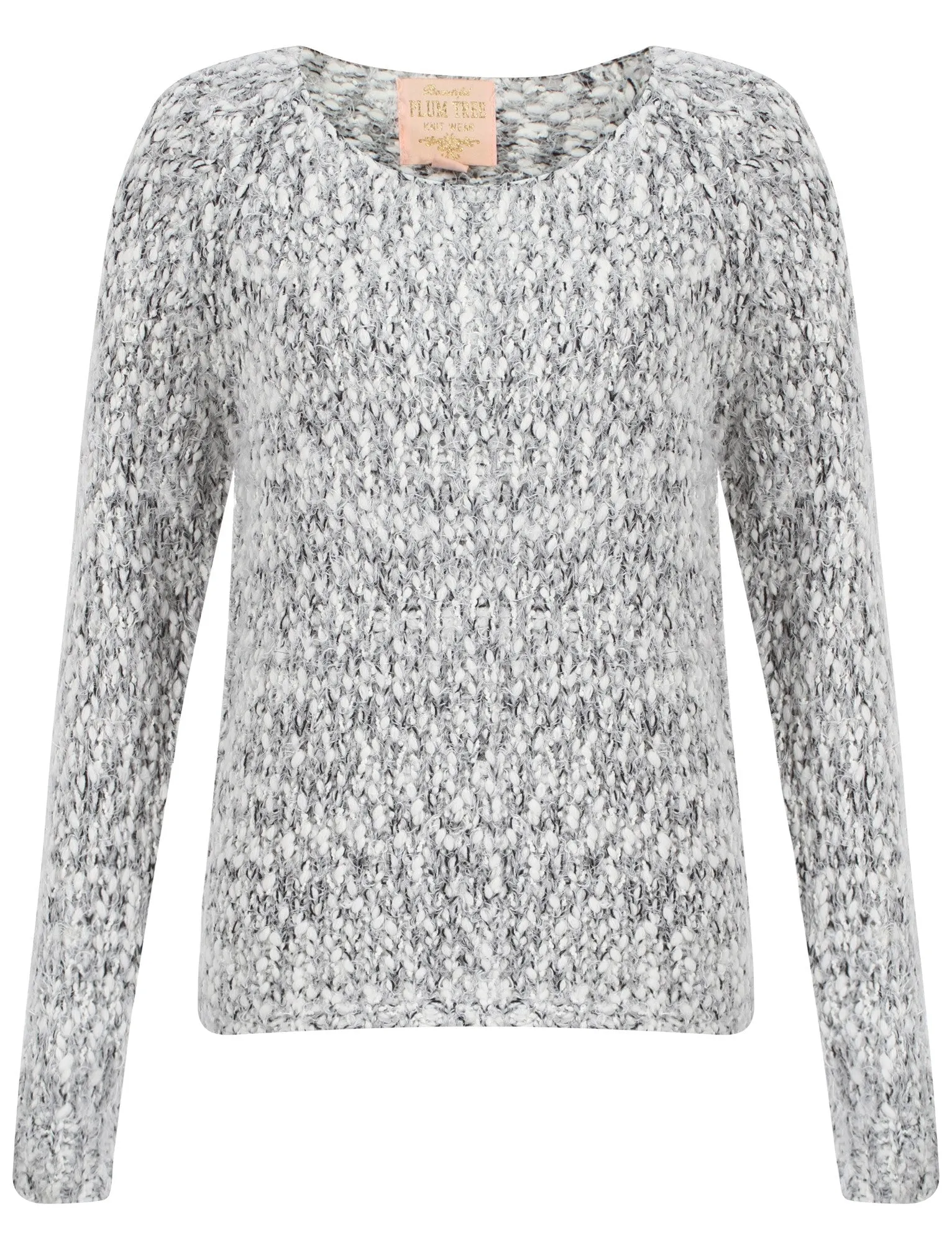 Womens Plum Tree Passion Flower Jumper in Anthracite and Light Grey Twist