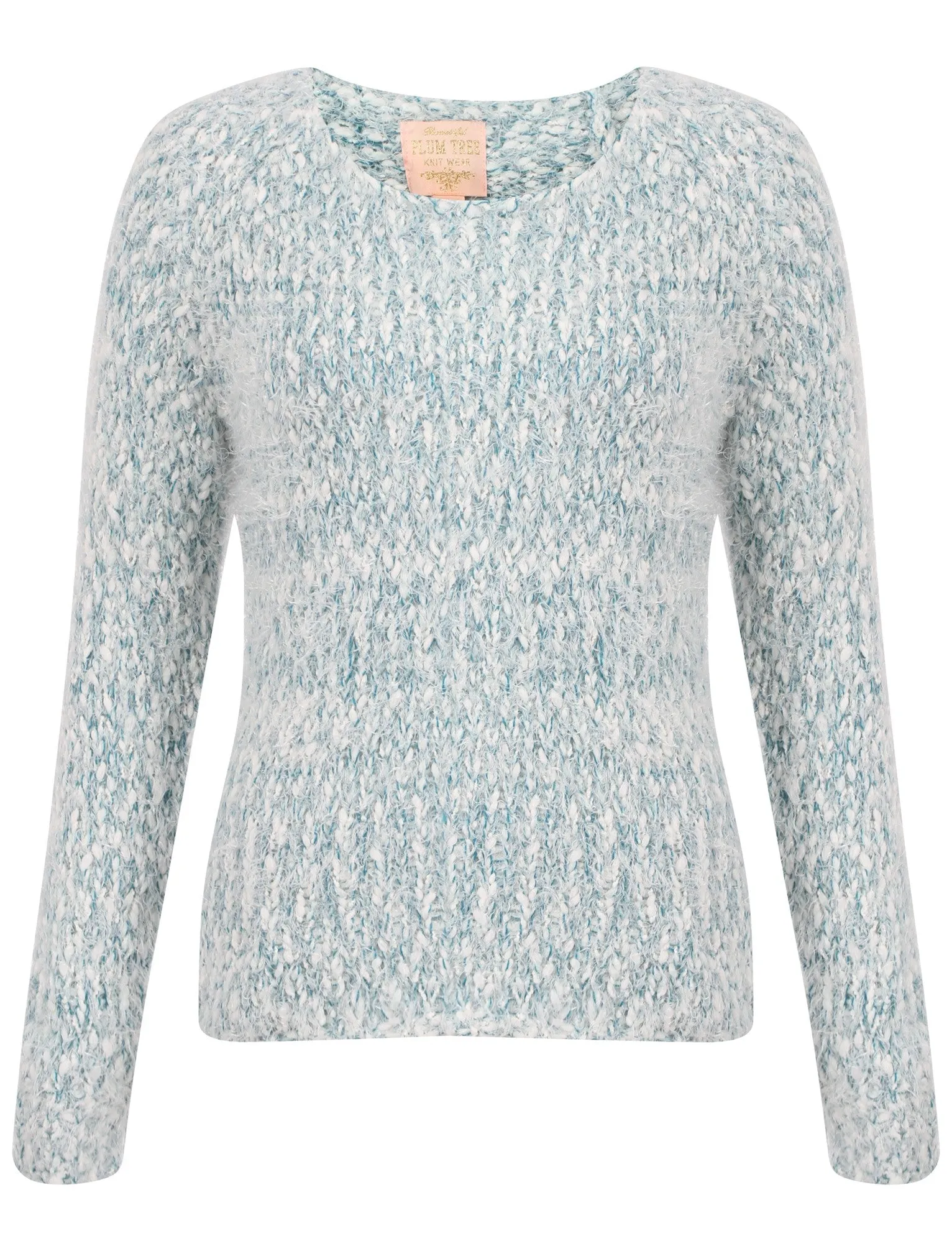 Womens Plum Tree Passion Flower Jumper in Ocean Depths and Pastel Turq Twist